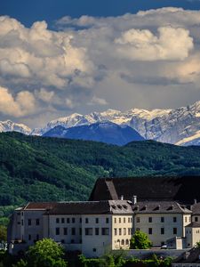 Preview wallpaper mountains, monastery, abbey, mountain landscape