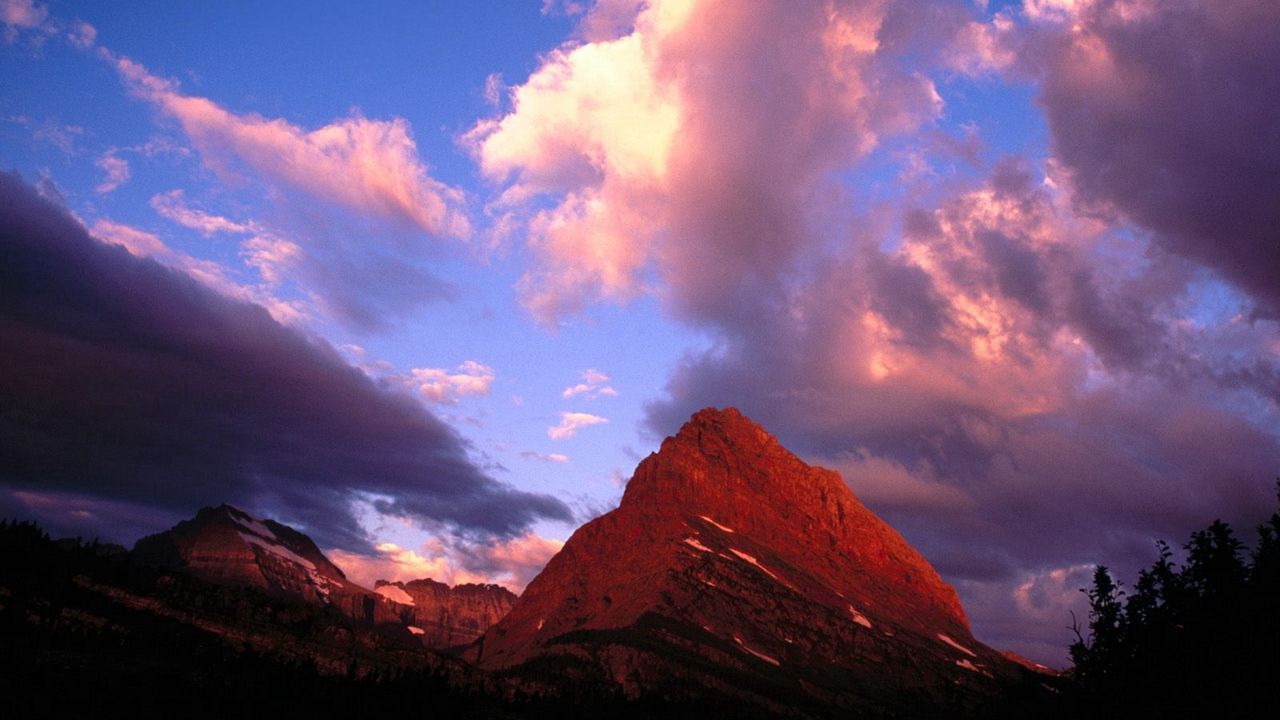 Wallpaper mountains, montana, clouds, sky, evening, national park