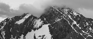 Preview wallpaper mountains, month, fog, bw