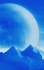Preview wallpaper mountains, moon, canvas, blue, art