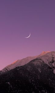 Preview wallpaper mountains, moon, dusk, sky, purple