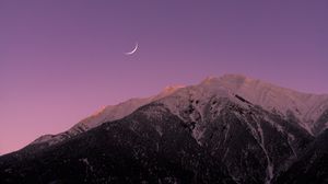 Preview wallpaper mountains, moon, dusk, sky, purple