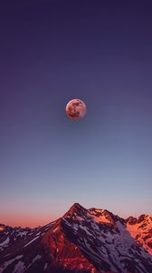 Preview wallpaper mountains, moon, full moon, sunset