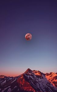 Preview wallpaper mountains, moon, full moon, sunset