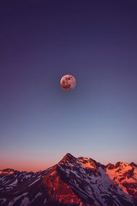 Preview wallpaper mountains, moon, full moon, sunset