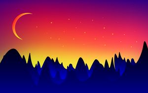 Preview wallpaper mountains, moon, landscape, vector