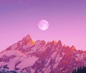 Preview wallpaper mountains, moon, night, landscape, purple