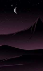 Preview wallpaper mountains, moon, night, vector, art