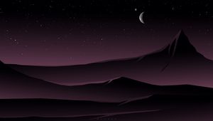 Preview wallpaper mountains, moon, night, vector, art