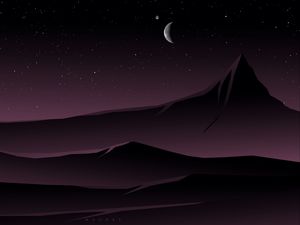 Preview wallpaper mountains, moon, night, vector, art
