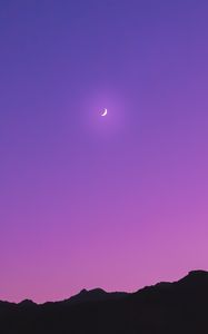 Preview wallpaper mountains, moon, sky, purple, dark