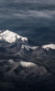 Preview wallpaper mountains, mountain range, aerial view, peaks, snowy