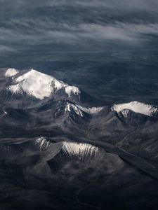 Preview wallpaper mountains, mountain range, aerial view, peaks, snowy