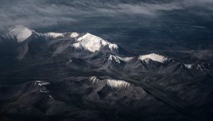 Preview wallpaper mountains, mountain range, aerial view, peaks, snowy