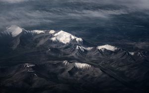 Preview wallpaper mountains, mountain range, aerial view, peaks, snowy