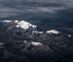 Preview wallpaper mountains, mountain range, aerial view, peaks, snowy