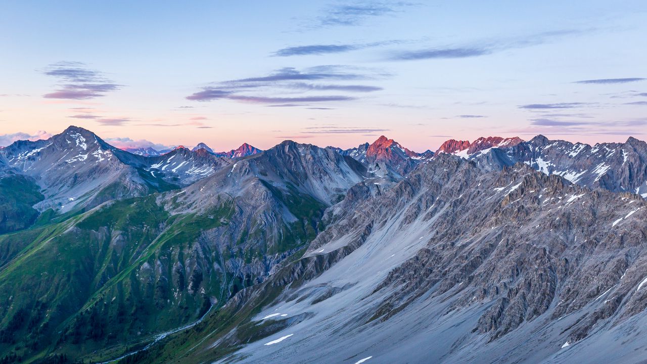 Wallpaper mountains, mountain range, dusk, landscape, nature