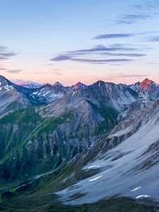 Preview wallpaper mountains, mountain range, dusk, landscape, nature