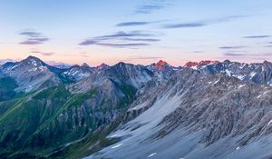 Preview wallpaper mountains, mountain range, dusk, landscape, nature