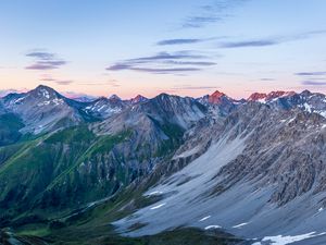 Preview wallpaper mountains, mountain range, dusk, landscape, nature