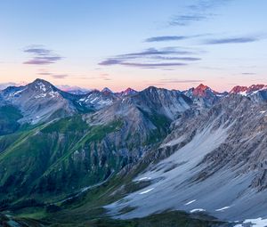 Preview wallpaper mountains, mountain range, dusk, landscape, nature