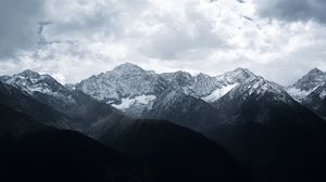 Preview wallpaper mountains, mountain range, peaks, clouds, nature