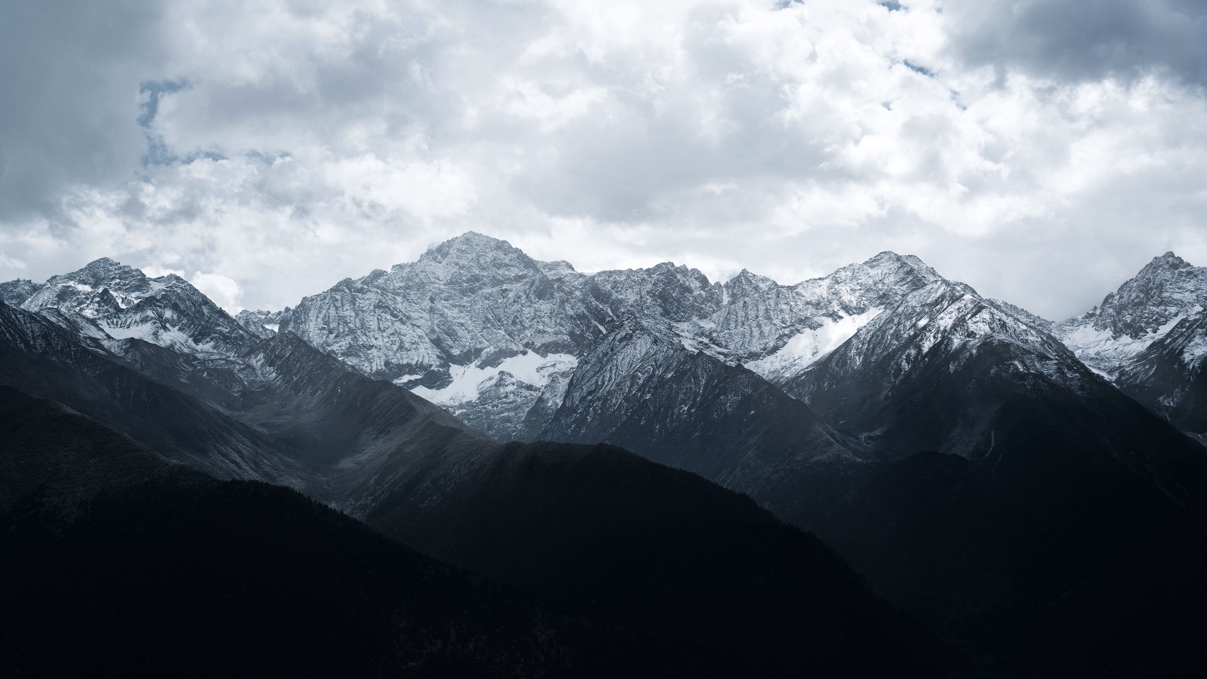 Mountain Peak Wallpaper 4K, Alps, Clouds, 5K, 8K, AI art