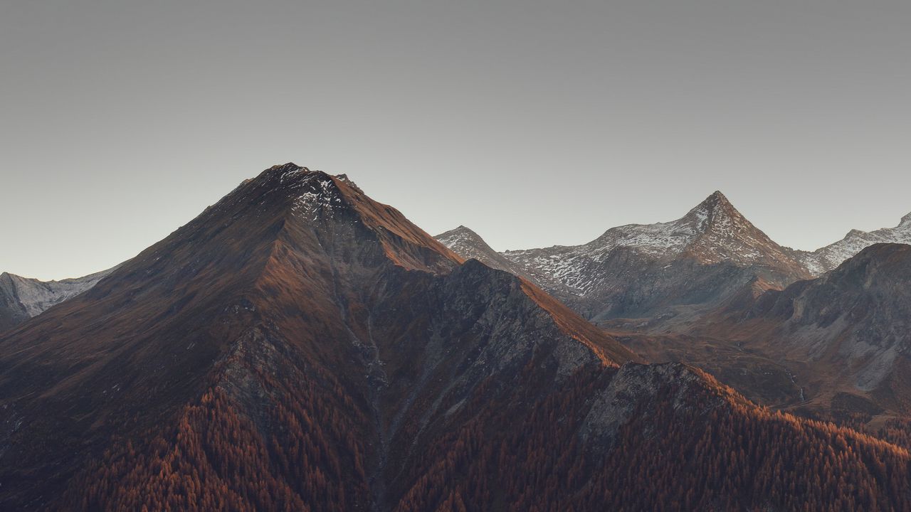 Wallpaper mountains, mountain range, peaks, trees, slopes