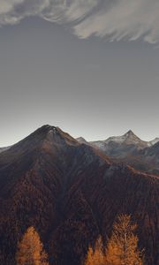 Preview wallpaper mountains, mountain range, peaks, trees, slopes