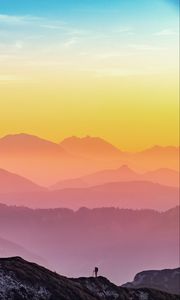Preview wallpaper mountains, nature, fog, silhouettes