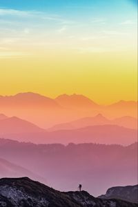 Preview wallpaper mountains, nature, fog, silhouettes