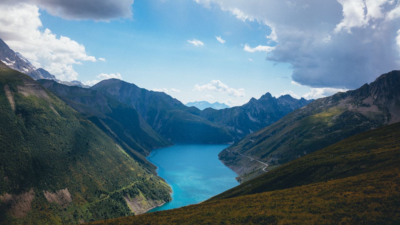 Wallpaper mountains, nature, landscape, clouds, lake