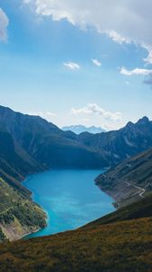 Preview wallpaper mountains, nature, landscape, clouds, lake