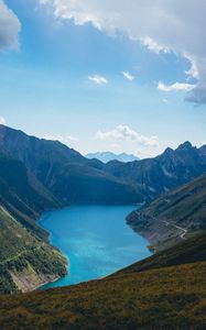 Preview wallpaper mountains, nature, landscape, clouds, lake