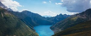 Preview wallpaper mountains, nature, landscape, clouds, lake