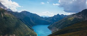 Preview wallpaper mountains, nature, landscape, clouds, lake