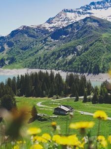 Preview wallpaper mountains, nature, landscape, trees, vegetation