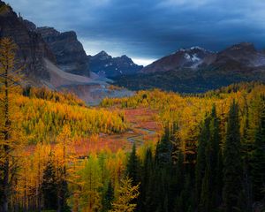 Preview wallpaper mountains, nature, sky, trees, view, landscape