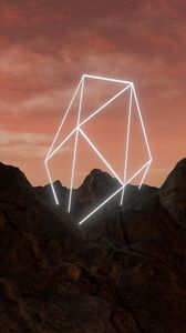 Preview wallpaper mountains, neon, shape, geometric, rocks