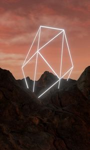 Preview wallpaper mountains, neon, shape, geometric, rocks