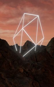 Preview wallpaper mountains, neon, shape, geometric, rocks