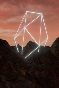 Preview wallpaper mountains, neon, shape, geometric, rocks