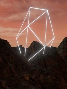 Preview wallpaper mountains, neon, shape, geometric, rocks