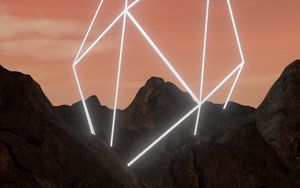 Preview wallpaper mountains, neon, shape, geometric, rocks