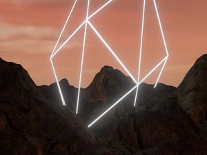 Preview wallpaper mountains, neon, shape, geometric, rocks