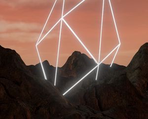 Preview wallpaper mountains, neon, shape, geometric, rocks