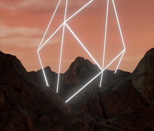 Preview wallpaper mountains, neon, shape, geometric, rocks