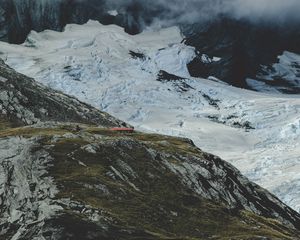 Preview wallpaper mountains, new zealand, vertex, building