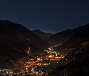 Preview wallpaper mountains, night, building, sky