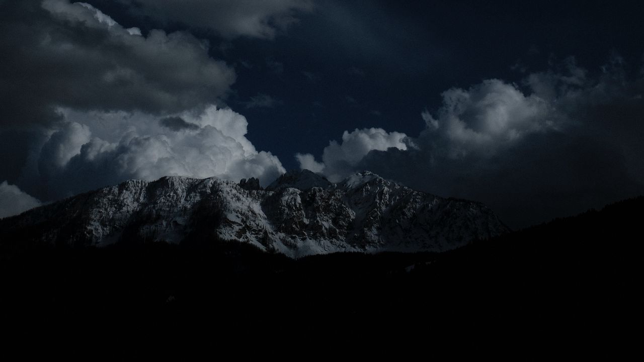 Wallpaper mountains, night, clouds, peaks